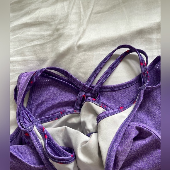 Girls purple athletic top with sports bra attached - Picture 3 of 5